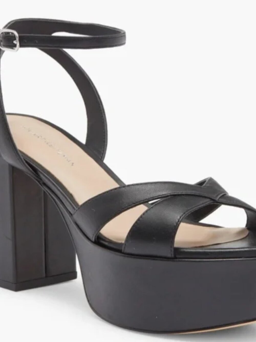 Stuart Weitzman Miami Black Leather Crisscross Platform Sandal. Sz: 8